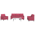 Banken loungeset met comfortabele zithoogte en elegante totale afmetingen - Wijnrood / Met voetenbank - Banken