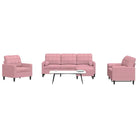 Banken loungeset met comfortabele zithoogte en elegante totale afmetingen - Roze / met kussens en voetenbankje - Banken