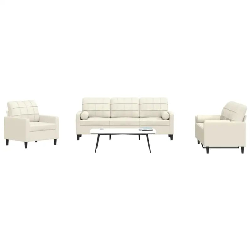 Banken loungeset met comfortabele zithoogte en elegante totale afmetingen - Crème / met kussens - Banken