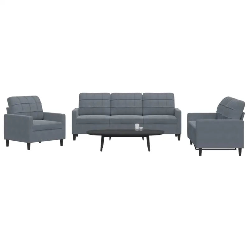 Banken loungeset met comfortabele zithoogte en elegante totale afmetingen - Donkergrijs / Zonder voetenbank - Banken