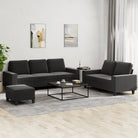 Banken loungeset met comfortabele zitplekken en totale afmetingen - Zwart / met kussens en voetenbankje - Banken