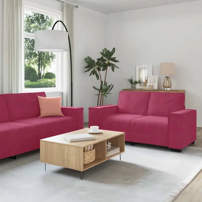 Banken loungeset met compacte totale afmetingen en comfortabele zitbreedte - Wijnrood - Banken