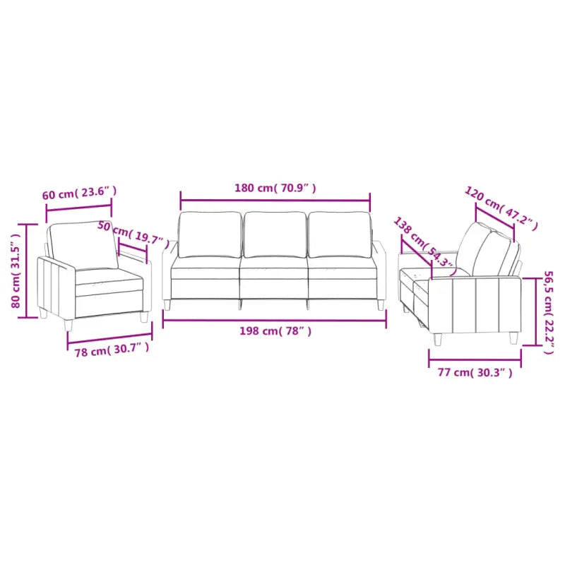 Banken loungeset met duurzame kunstleer en ruime totale afmetingen - Banken