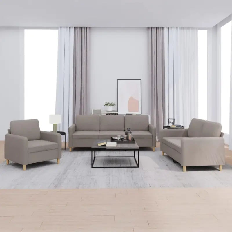 Banken loungeset met duurzame stof en comfortabele vulling - Taupe / zonder kussens - Banken