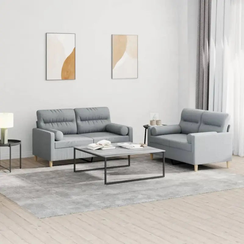 Banken Loungeset met elegante uitstraling en comfortabele zithoek - Lichtgrijs / met kussens - Banken
