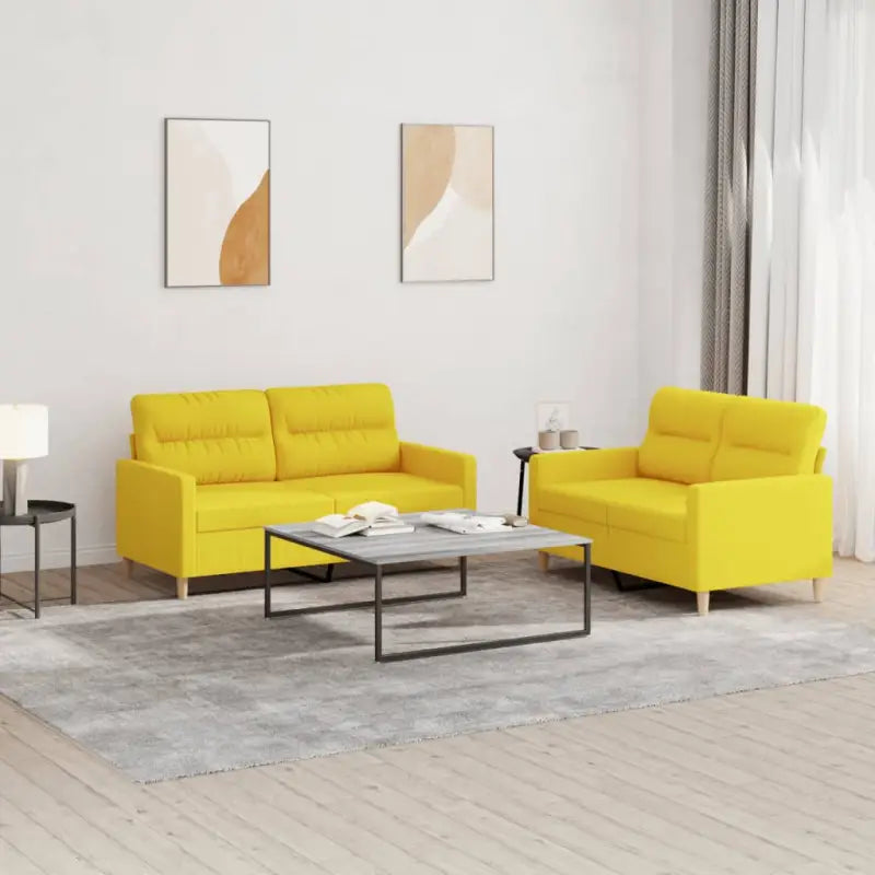 Banken Loungeset met elegante uitstraling en comfortabele zithoek - Lichtgeel / met kussens - Banken