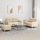 Banken Loungeset met elegante uitstraling en comfortabele zithoek - Crème / met kussens en voetenbankje - Banken