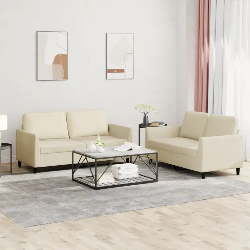 Banken Loungeset met hoge duurzaamheid en comfortabele afmetingen - Crème / met kussens - Banken