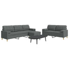 Banken loungeset met opvallend design en volledige afmetingen - Donkergrijs / met kussens en voetenbankje - Banken