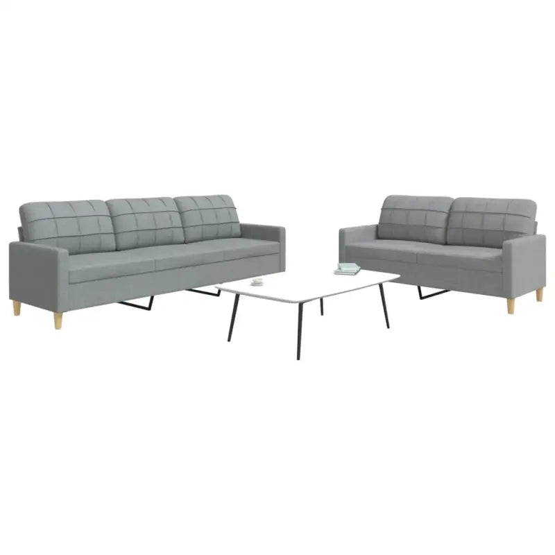 Banken loungeset met opvallend design en volledige afmetingen - Lichtgrijs / Zonder voetenbank - Banken
