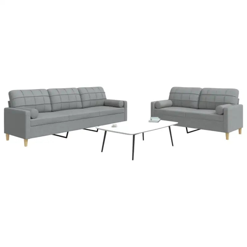 Banken loungeset met opvallend design en volledige afmetingen - Lichtgrijs / met kussens - Banken