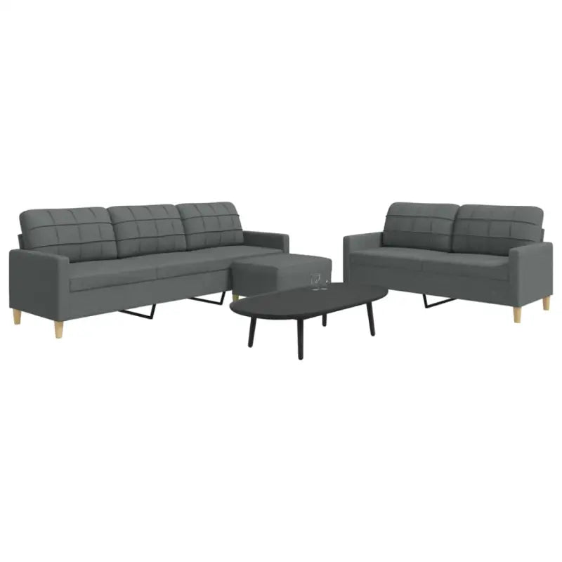 Banken loungeset met opvallend design en volledige afmetingen - Donkergrijs / Met voetenbank - Banken