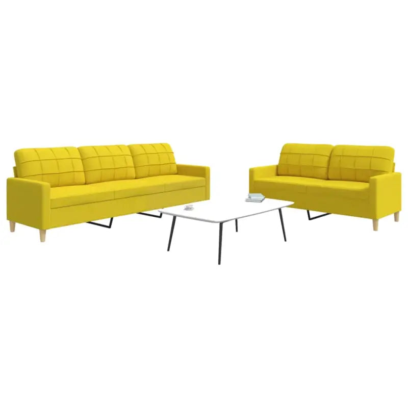 Banken loungeset met opvallend design en volledige afmetingen - Lichtgeel / Zonder voetenbank - Banken