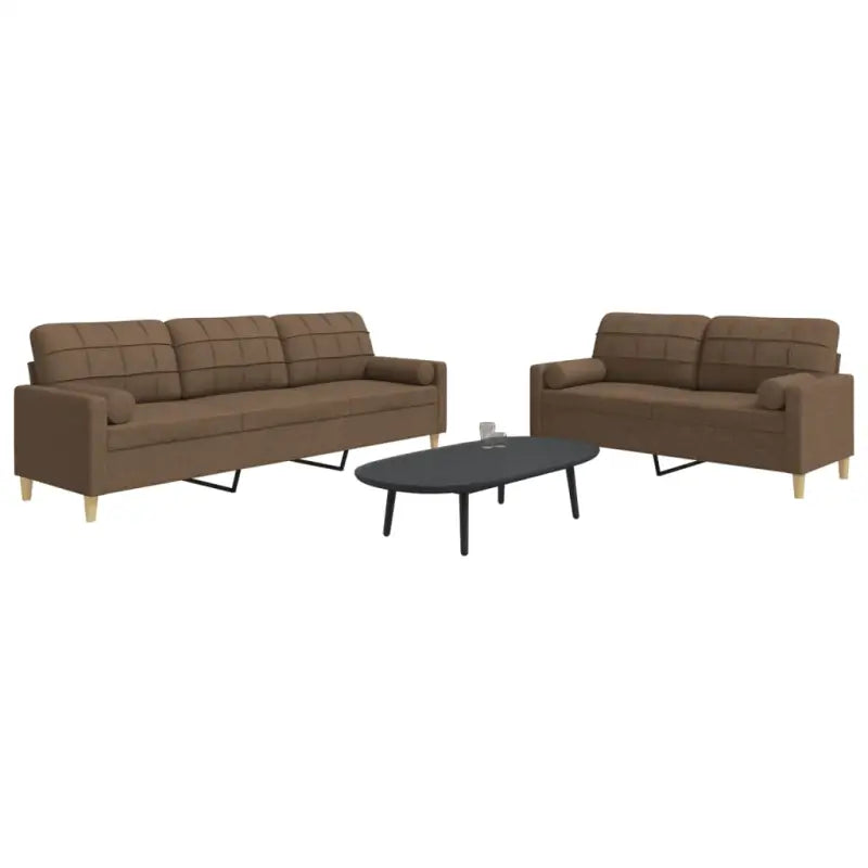 Banken loungeset met opvallend design en volledige afmetingen - Bruin / met kussens - Banken
