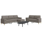 Banken loungeset met opvallend design en volledige afmetingen - Taupe / met kussens en voetenbankje - Banken