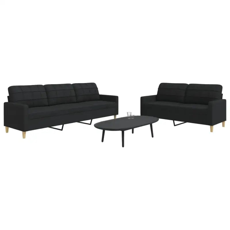 Banken loungeset met opvallend design en volledige afmetingen - Zwart / Zonder voetenbank - Banken