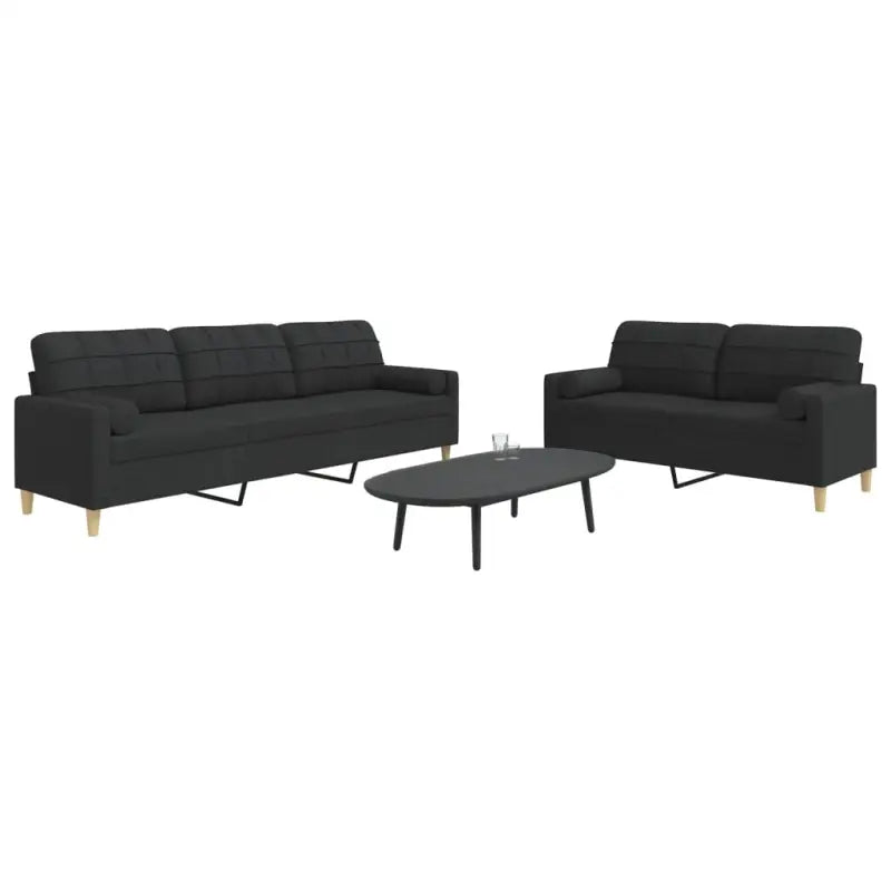 Banken loungeset met opvallend design en volledige afmetingen - Zwart / met kussens - Banken