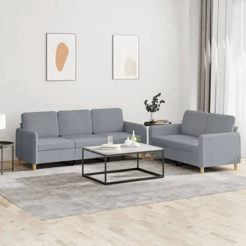 Banken loungeset met ruime totale afmetingen en comfortabele zitdiepte - Lichtgrijs / Zonder voetenbank - Banken