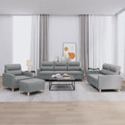 Banken loungeset met ruime totale afmetingen en comfortabele breedte zitting - Lichtgrijs / met kussens en voetenbankje