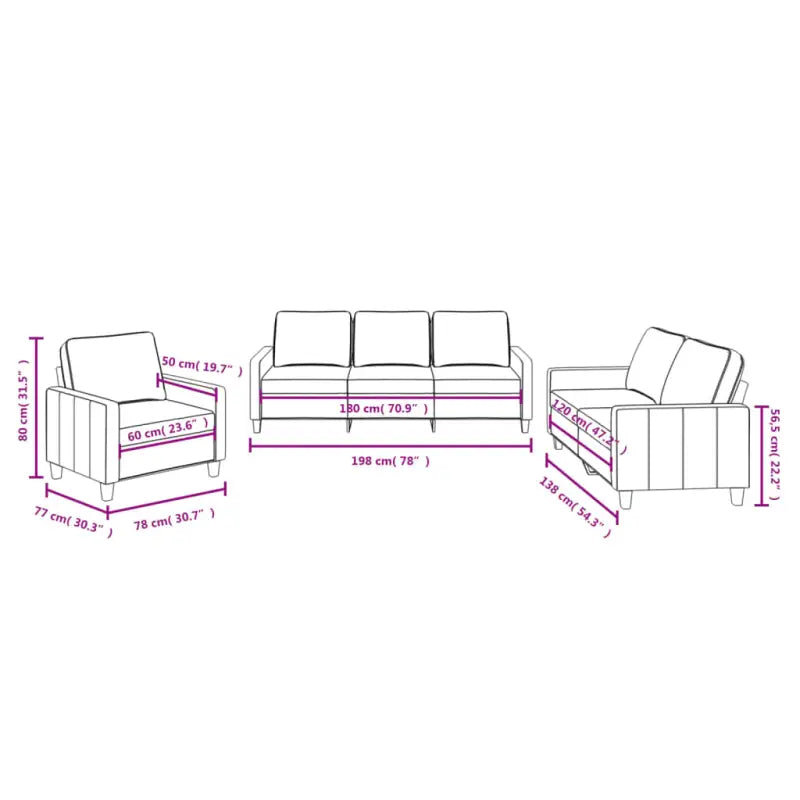 Banken loungeset met ruime totale afmetingen en comfortabele breedte zitting - Banken