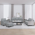 Banken loungeset met ruime totale afmetingen en comfortabele breedte zitting - Lichtgrijs / met kussens en voetenbankje