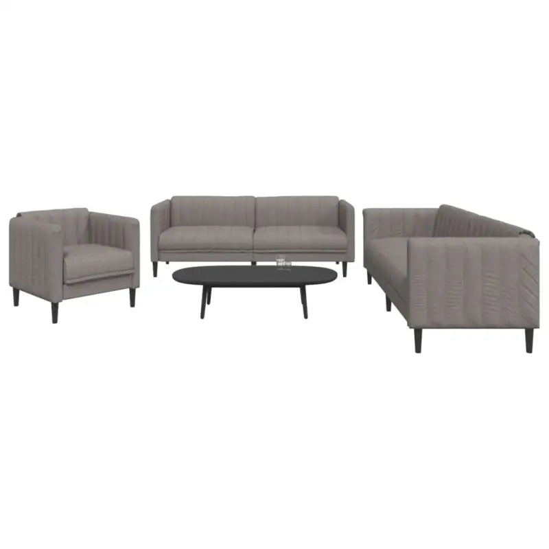 Banken loungeset met stijlvolle vormgeving en comfortabele afmetingen - Taupe / 1-zits + 2-zits + 3-zits - Banken