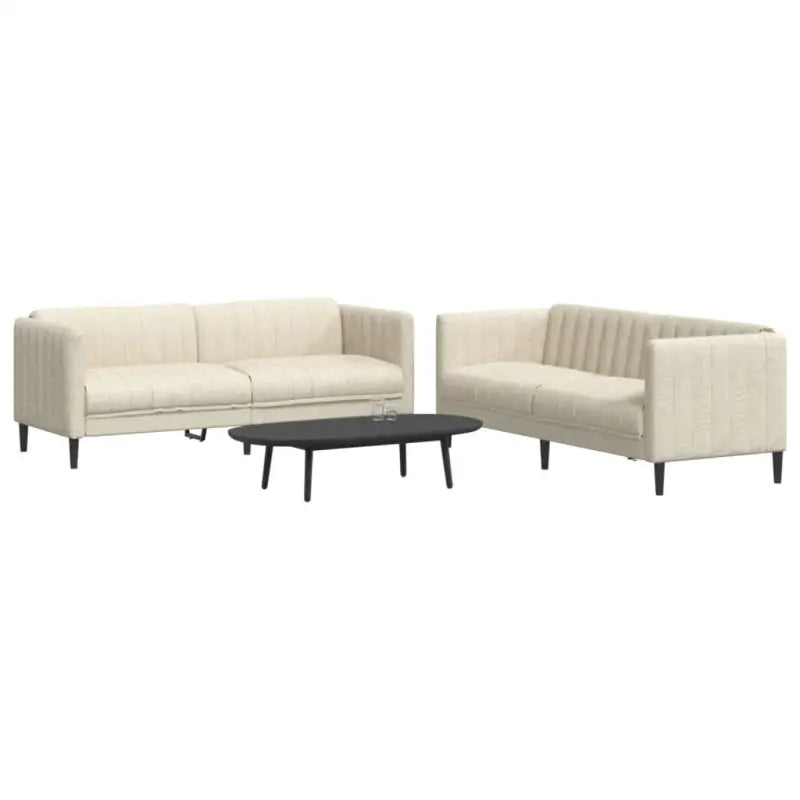 Banken loungeset met stijlvolle vormgeving en comfortabele afmetingen - Crème / 2-zits + 3-zits - Banken