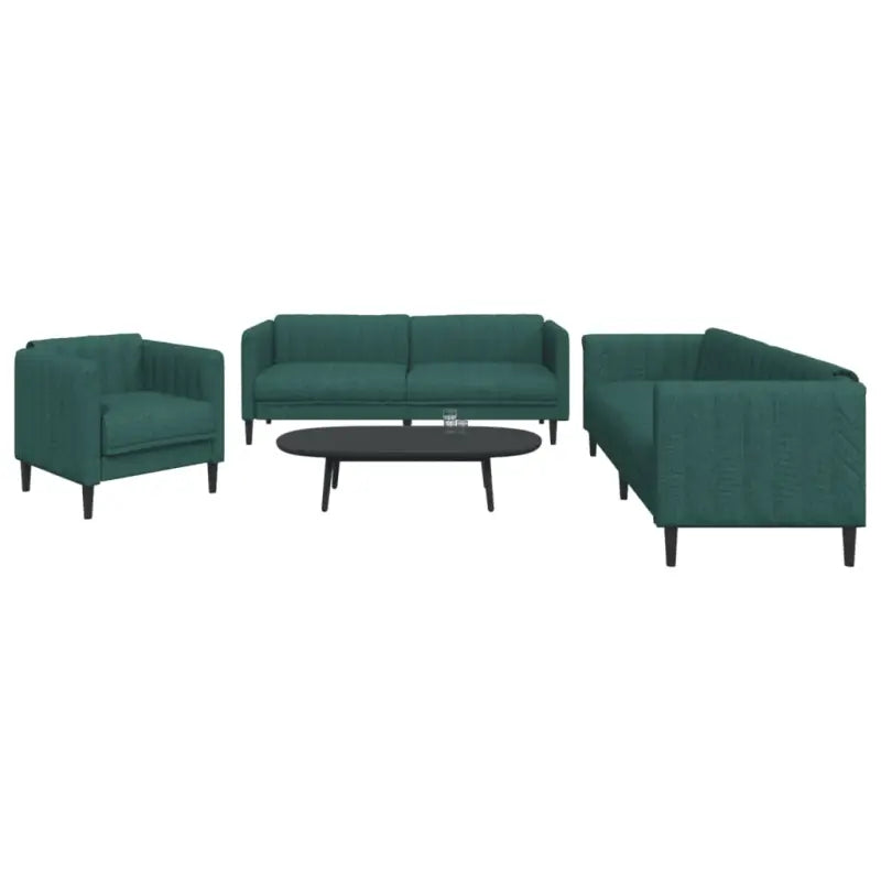 Banken loungeset met stijlvolle vormgeving en comfortabele afmetingen - Donkergroen / 1-zits + 2-zits + 3-zits - Banken