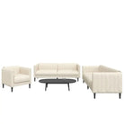 Banken loungeset met stijlvolle vormgeving en comfortabele afmetingen - Crème / 1-zits + 2-zits + 3-zits - Banken