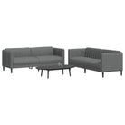 Banken loungeset met stijlvolle vormgeving en comfortabele afmetingen - Donkergrijs / 2-zits + 3-zits - Banken