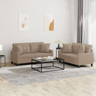 Banken loungeset met totale afmetingen en duurzame kunstleer - Cappuccino / met kussens - Banken