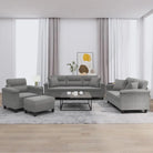 Banken loungeset met uitstekende keuze en comfortabele materiaal vulling - Donkergrijs / met kussens en voetenbankje