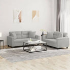 Banken loungeset met uitstekende keuze en comfortabele materiaal vulling - Lichtgrijs / met kussens - Banken