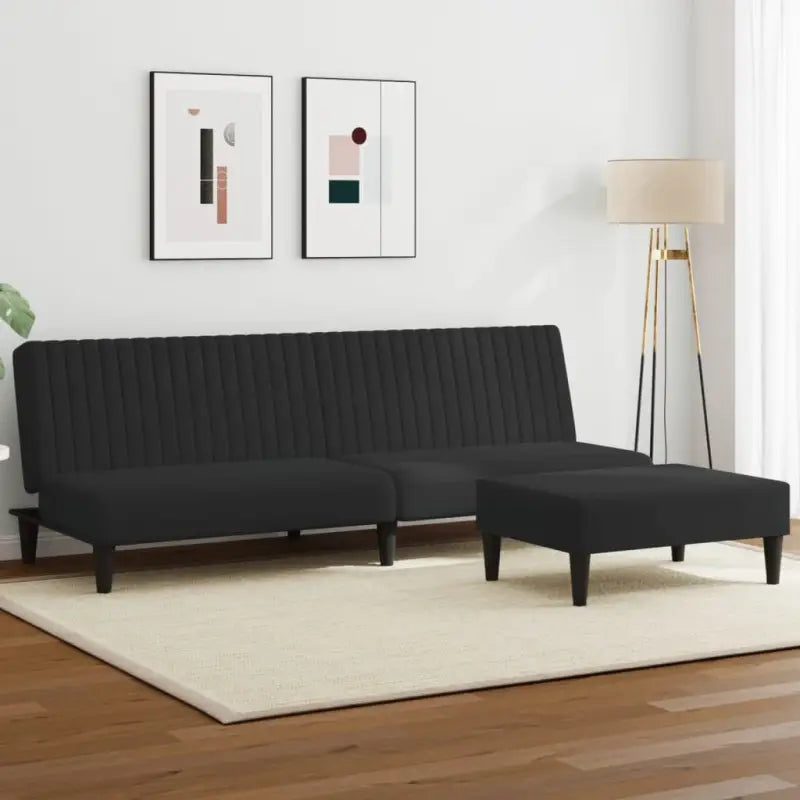 Banken loungeset met zachte fluweel en prettige hoogte rugleuning - Zwart / Zonder armleuning - Banken