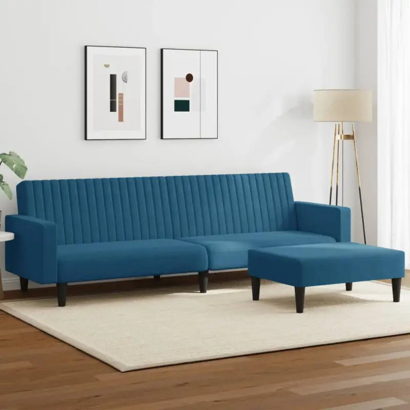 Banken loungeset met zachte fluweel en prettige hoogte rugleuning - Blauw / Met armleuning - Banken
