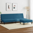 Banken loungeset met zachte fluweel en prettige hoogte rugleuning - Blauw / Zonder armleuning - Banken
