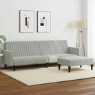 Banken loungeset met zachte fluweel en prettige hoogte rugleuning - Lichtgrijs / Met armleuning - Banken