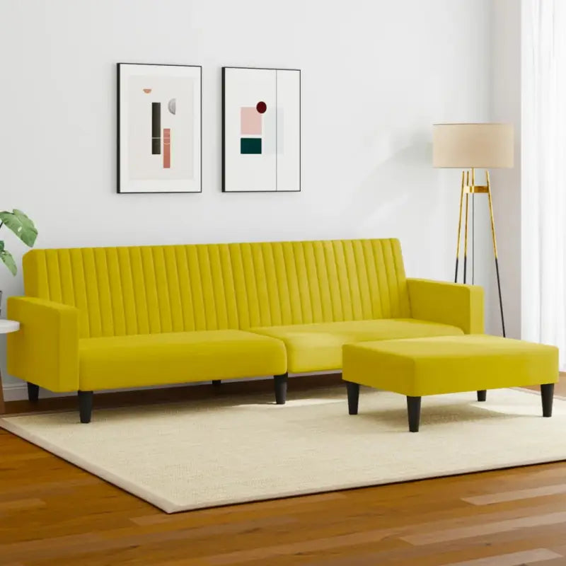 Banken loungeset met zachte fluweel en prettige hoogte rugleuning - Geel / Met armleuning - Banken