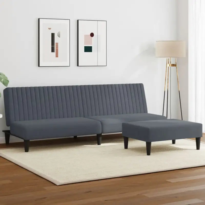 Banken loungeset met zachte fluweel en prettige hoogte rugleuning - Donkergrijs / Zonder armleuning - Banken