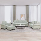 Banken loungeset met zachte fluweel stof en perfecte totale afmetingen - Lichtgrijs / met kussens en voetenbankje