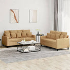 Banken loungeset met zachte fluweelstof en comfortabele diepte zitting - Bruin / met kussens - Banken