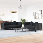 Banken loungeset met zachte fluweelstof en comfortabele totale afmetingen - Zwart / 2-zits + 3-zits - Banken