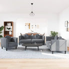 Banken loungeset met zachte fluweelstof en comfortabele totale afmetingen - Donkergrijs / 1-zits + 2-zits + 3-zits