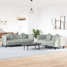 Banken loungeset met zachte fluweelstof en comfortabele totale afmetingen - light grey? / 2-zits + 3-zits - Banken