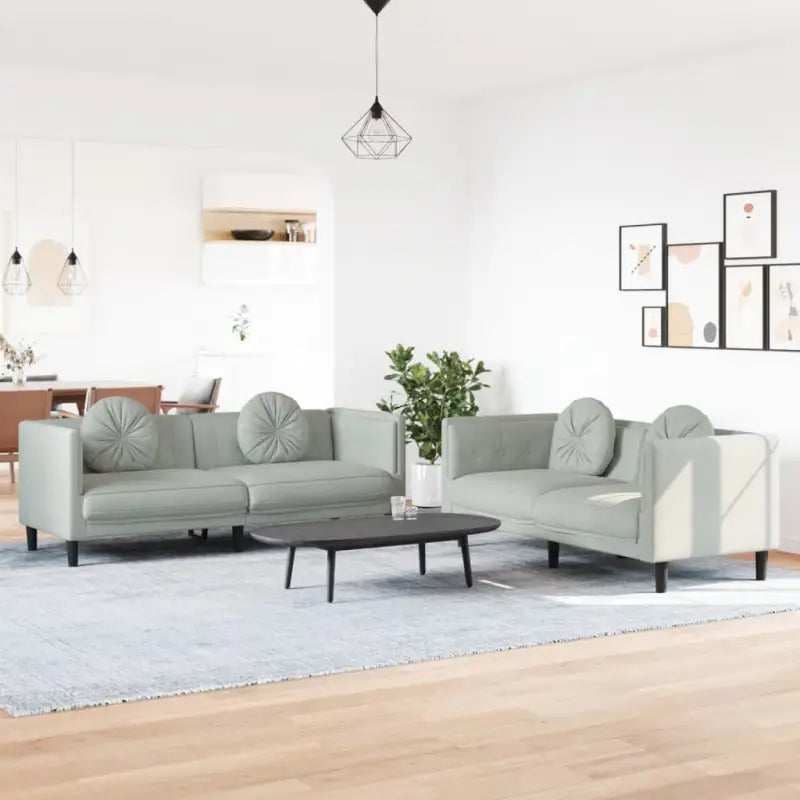 Banken loungeset met zachte fluweelstof en comfortabele totale afmetingen - light grey? / 2-zits + 3-zits - Banken