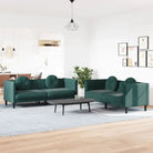 Banken loungeset met zachte fluweelstof en comfortabele totale afmetingen - Donkergroen / 2-zits + 3-zits - Banken
