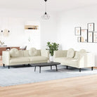 Banken loungeset met zachte fluweelstof en comfortabele totale afmetingen - Crème / 2-zits + 3-zits - Banken