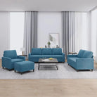 Banken loungeset met zachte fluweelstof en de totale afmetingen - Blauw / met kussens en voetenbankje - Banken