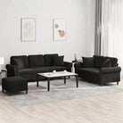 Banken loungeset met zachte fluweelstof en elegante totale afmetingen - Zwart / met kussens en voetenbankje - Banken