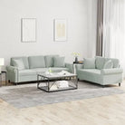 Banken loungeset met zachte fluweelstof en elegante totale afmetingen - Lichtgrijs / met kussens - Banken